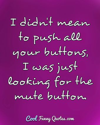 I didn't mean to push all your buttons, I was just looking for the mute ...