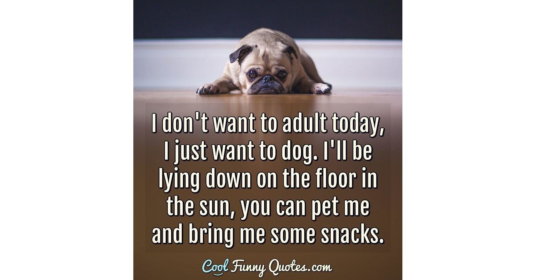 I don't want to adult today, I just want to dog. I'll be lying down on