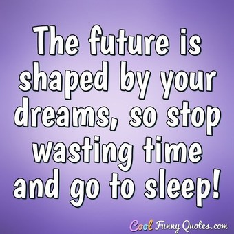 The future is shaped by your dreams, so stop wasting time and go to sleep!